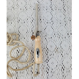 Vintage 30s / 40s Pyramid Pink Cloth Wiring Hair Electric Curling Iron Working